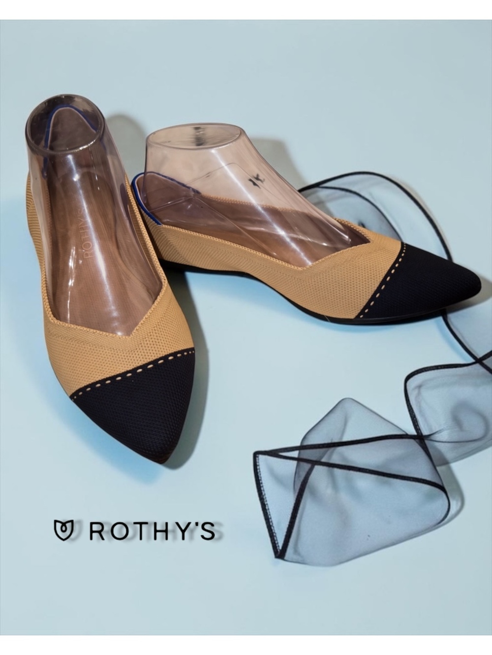 Rothy's The Point II Camel Captoe Flats - Size 9.5 (Excellent NWOB Condition)